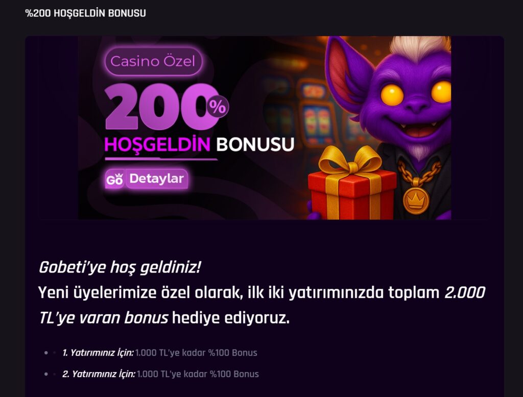 gobeti hoş geldin bonusu